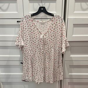 Chic Soul Red Floral Blouse